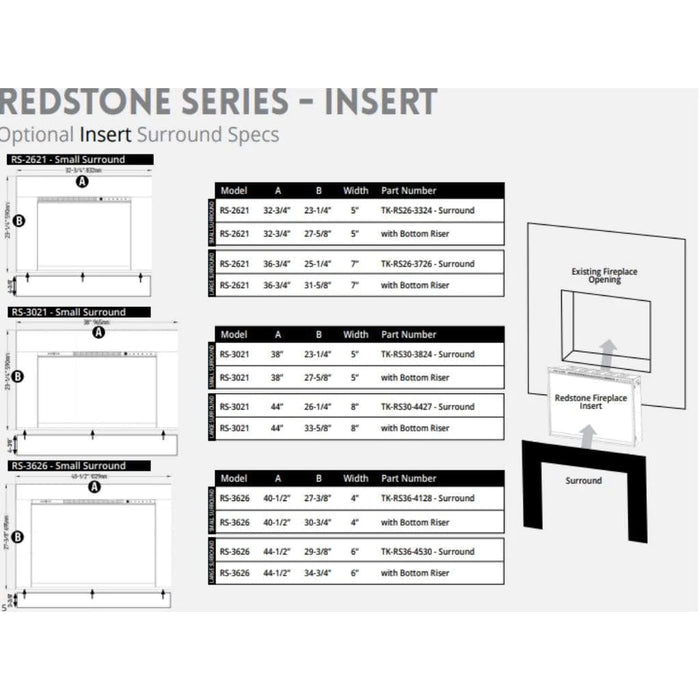 Modern Flames Small 5" Surround for Redstone Series 26 - TK-RS26-3324