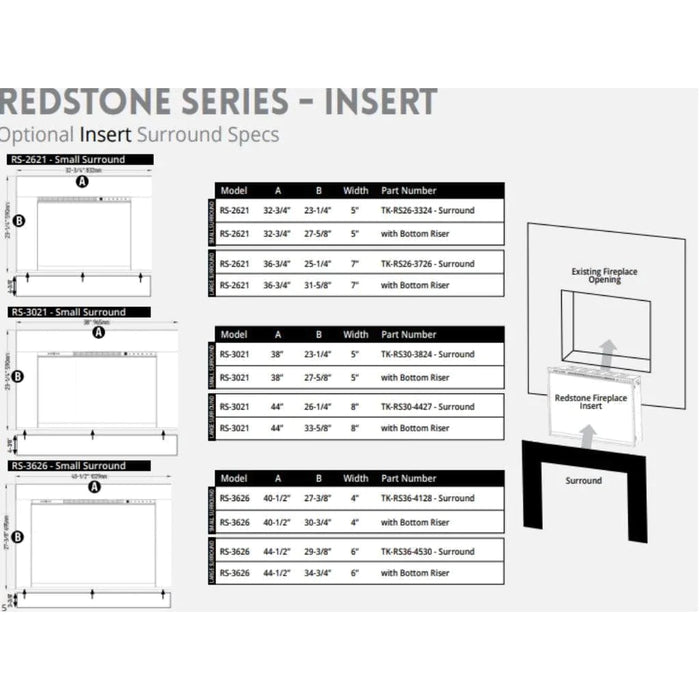 Modern Flames Small 5" Surround for Redstone Series 30 - TK-RS30-3824