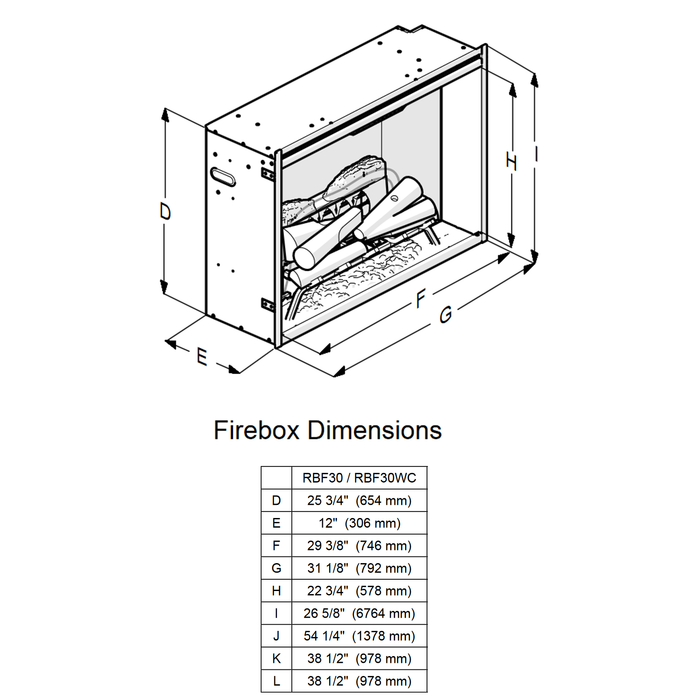 Dimplex Revillusion 30 Inch Built-In Electric Firebox Herringbone 500002388