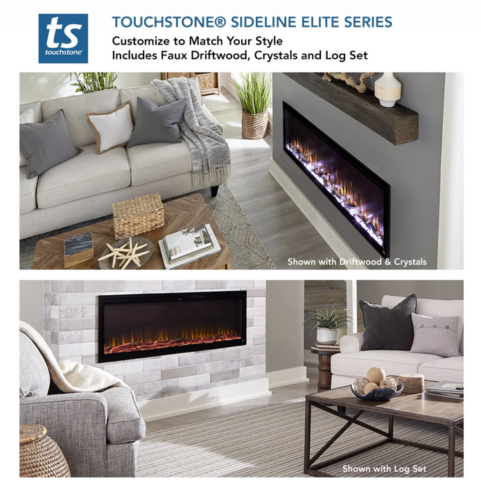 Touchstone - Sideline Elite Smart 80044 100 Inch WiFi-Enabled Recessed Electric Fireplace (Alexa/Google Compatible)