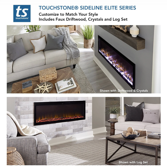 Touchstone - Sideline Elite Smart 80050 84 Inch WiFi-Enabled Recessed Electric Fireplace (Alexa/Google Compatible)