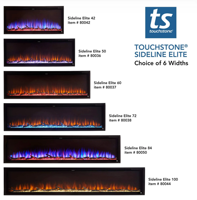 Touchstone - Sideline Elite Smart 80037 60 Inch WiFi-Enabled Recessed Electric Fireplace (Alexa/Google Compatible)