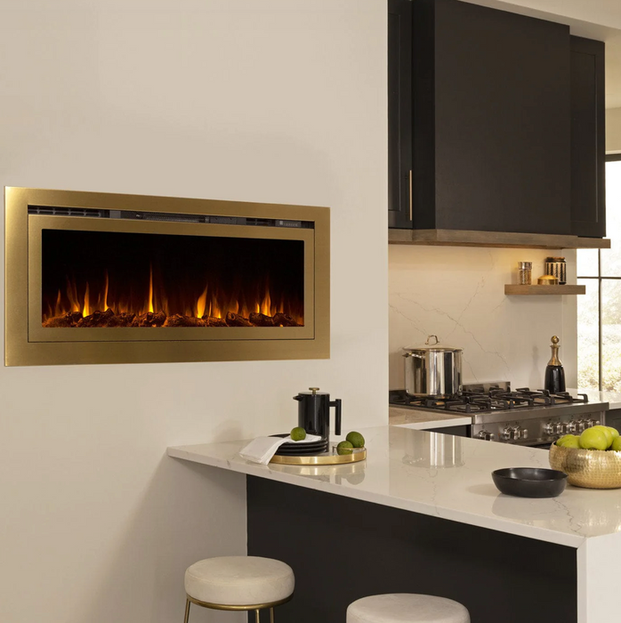 Touchstone -  Sideline Deluxe Gold 60 Inch 86276 Recessed Smart Electric Fireplace