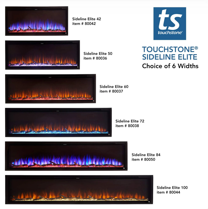 Touchstone -  Sideline Elite Smart 80036 50 Inch WiFi-Enabled Recessed Electric Fireplace (Alexa/Google Compatible)