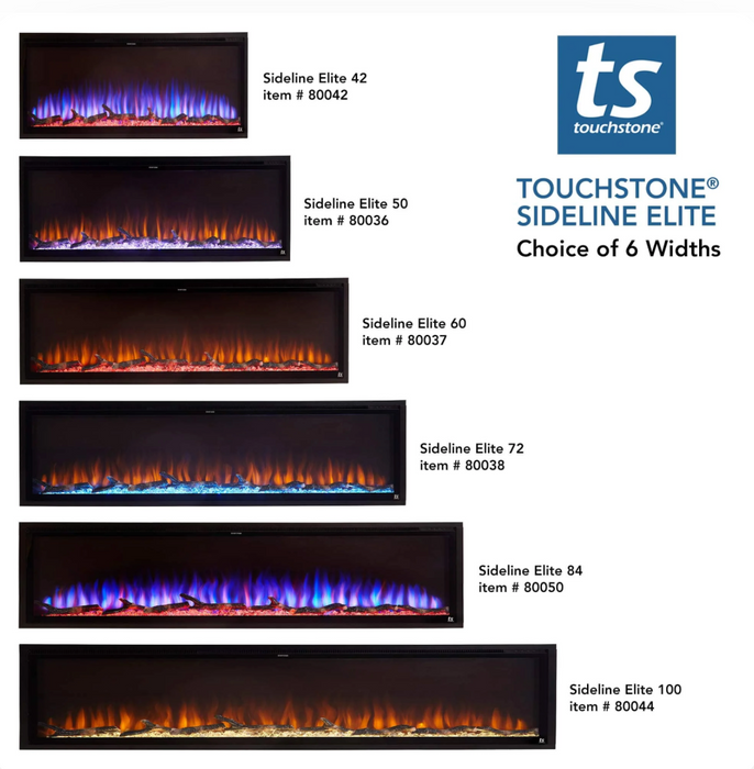 Touchstone -  Sideline Elite Smart 80042 42 Inch WiFi-Enabled Recessed Electric Fireplace (Alexa/Google Compatible)