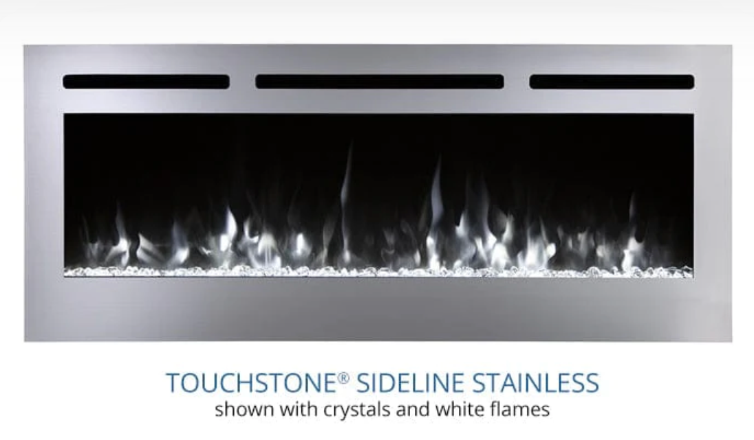 Touchstone -  Sideline Deluxe Stainless Steel 86277 60 Inch Recessed Smart Electric Fireplace