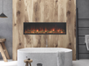 Modern Flames Landscape Pro Slim Built-In 80" Electric Fireplace Mounted On Wood Wall behind Bathtub