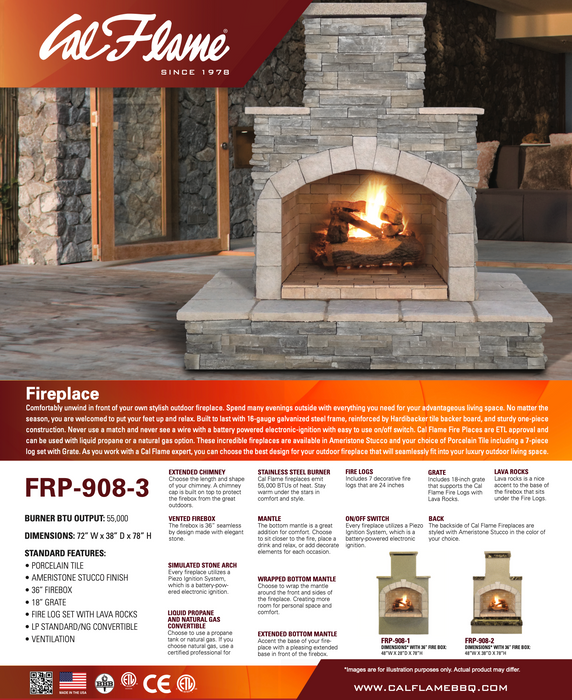 Cal Flame - Outdoor Fireplace FRP-908-2