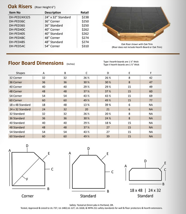 Diamond Hearths Standard Or Corner Hearth Pad Traditional Edge - Black Midnight