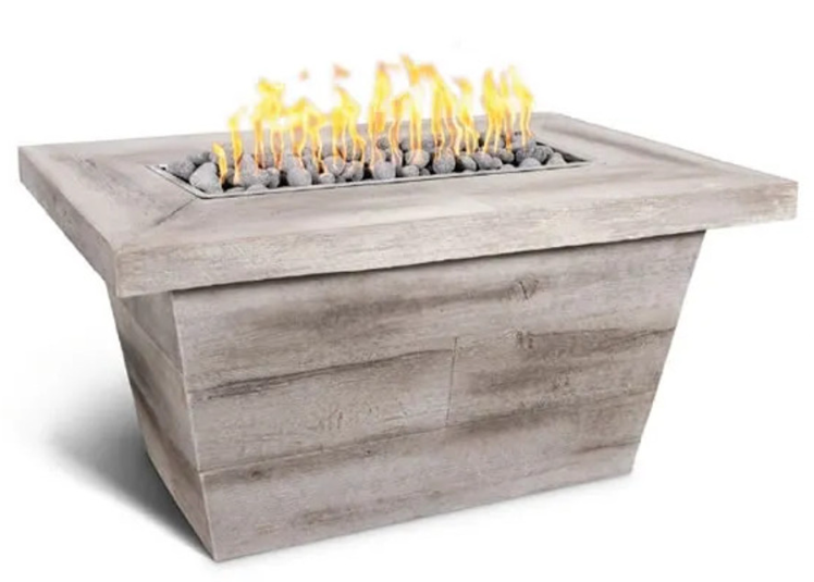 The Outdoor Plus Carson GFRC Wood Grain Concrete Fire Pit Table