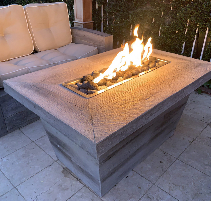 The Outdoor Plus Carson GFRC Wood Grain Concrete Fire Pit Table