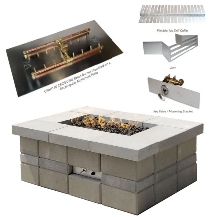 Warming Trends Techo-Bloc Raffinato UPKRR Universal Paver Gas Burner Kit - 160,000 BTU