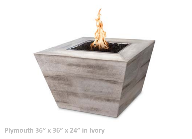 The Outdoor Plus Plymouth Rectangular Concrete Fire Pit Table