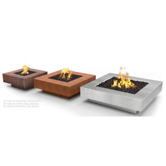 The Outdoor Plus Cabo Square Hammered Copper Fire Pit