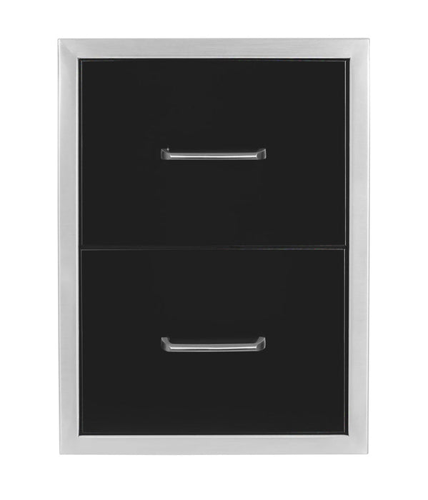 Wildfire Outdoor Double Drawer BLACK SS - WF-DDW1622-BSS