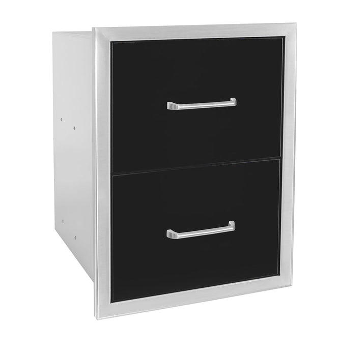 Wildfire Outdoor Double Drawer BLACK SS - WF-DDW1622-BSS