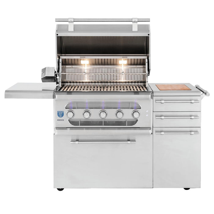 American Made Grills Muscle 36 Inch Freestanding Gas Grill with Infrared Searing Burner and Rotisserie Kit - MUSFS36