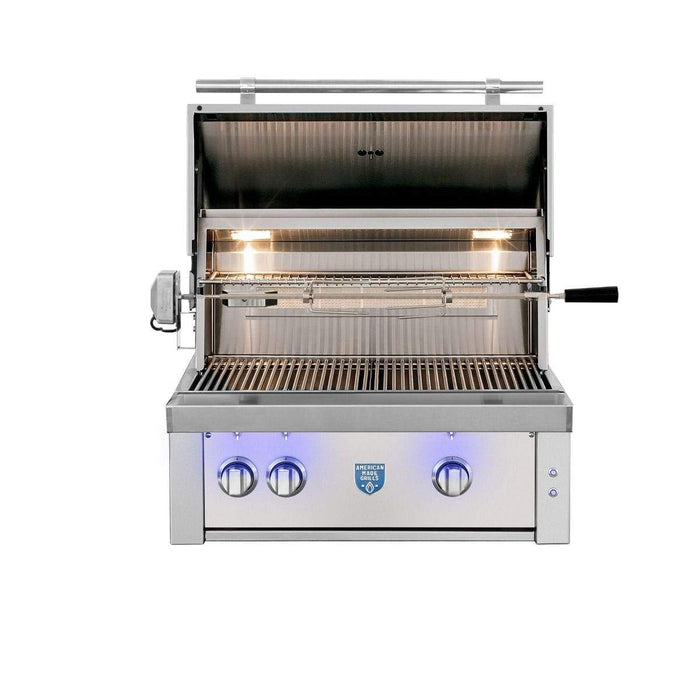 American Made Grills Estate 30 Inch Built-In Gas Grill with Infrared Searing Burner and Rotisserie Kit - EST30