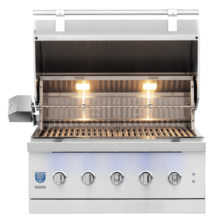 American Made Grills Encore 36-Inch Built-In Hybrid Grill with Infrared Searing Burner and Rotisserie Kit- ENC36