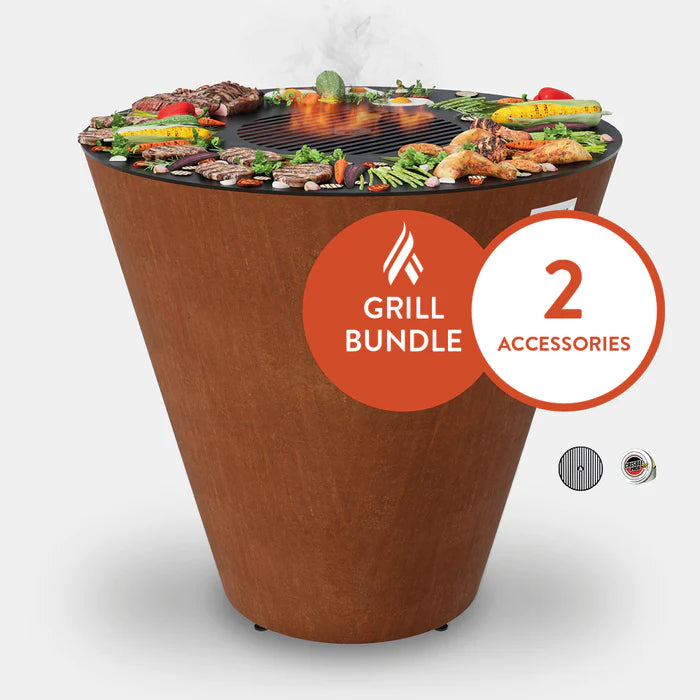 Arteflame One 40" - Corten Steel Grill - Starter Bundle With 2 Grilling Accessories