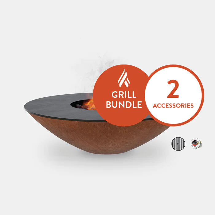 Arteflame Classic 40" - Corten Steel Grill - Starter Bundle With 2 Grilling Accessories