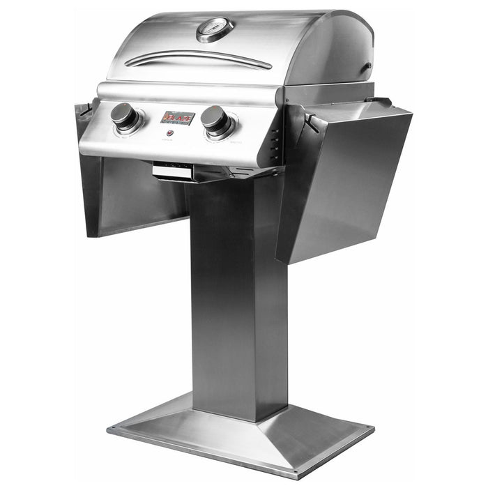 Blaze 21-Inch 1500 Watt Electric Grill On Pedestal With Side Shelves - BLZ-ELEC-21-Side Shelves