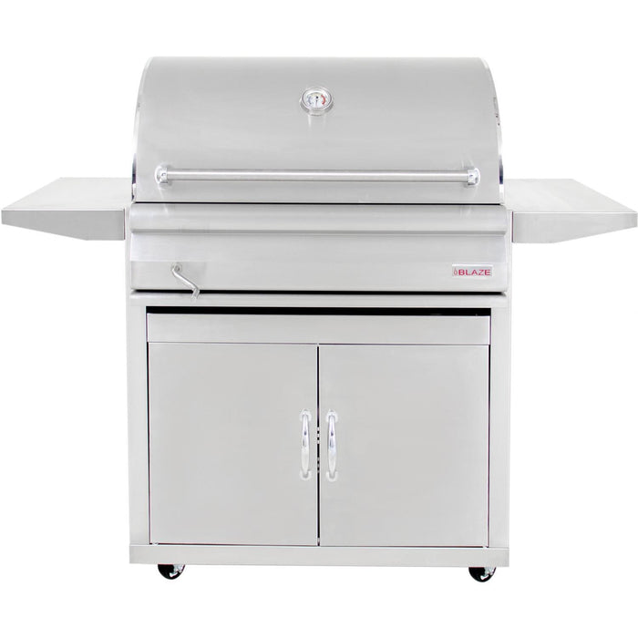 Blaze 32" Built-In Stainless Steel Charcoal Grill With Adjustable Charcoal Tray with Cart - BLZ-4-CHAR-cart