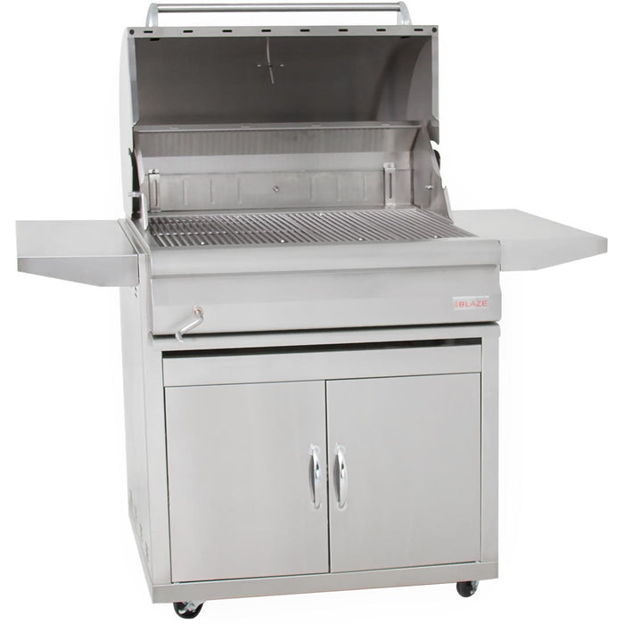 Blaze 32" Built-In Stainless Steel Charcoal Grill With Adjustable Charcoal Tray with Cart - BLZ-4-CHAR-cart