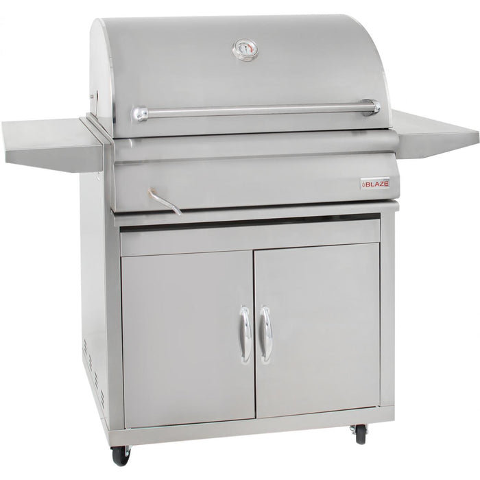 Blaze 32" Built-In Stainless Steel Charcoal Grill With Adjustable Charcoal Tray with Cart - BLZ-4-CHAR-cart