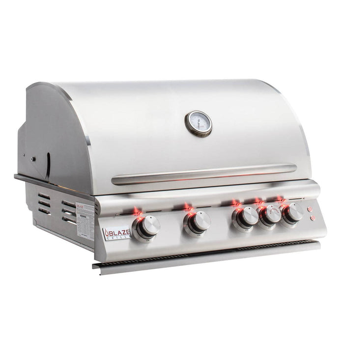 Blaze Premium LTE 32-Inch 4-Burner Built-In Grill With Rear Infrared Burner & Grill Lights - BLZ-4LTE2