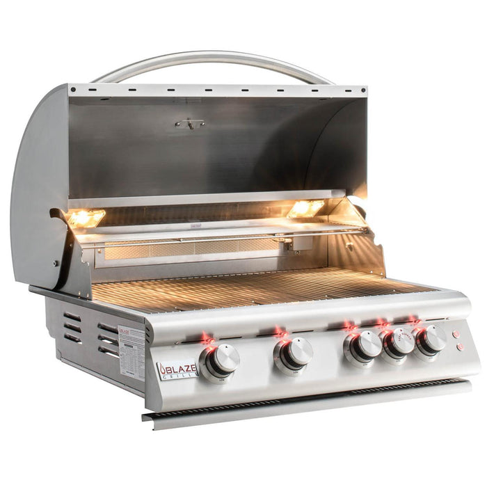 Blaze Premium LTE 32-Inch 4-Burner Built-In Grill With Rear Infrared Burner & Grill Lights - BLZ-4LTE2