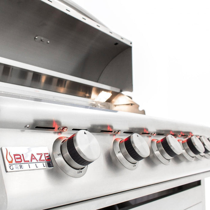 Blaze Premium LTE 40-Inch 5-Burner Built-In Grill With Rear Infrared Burner & Grill Lights - BLZ-5LTE2