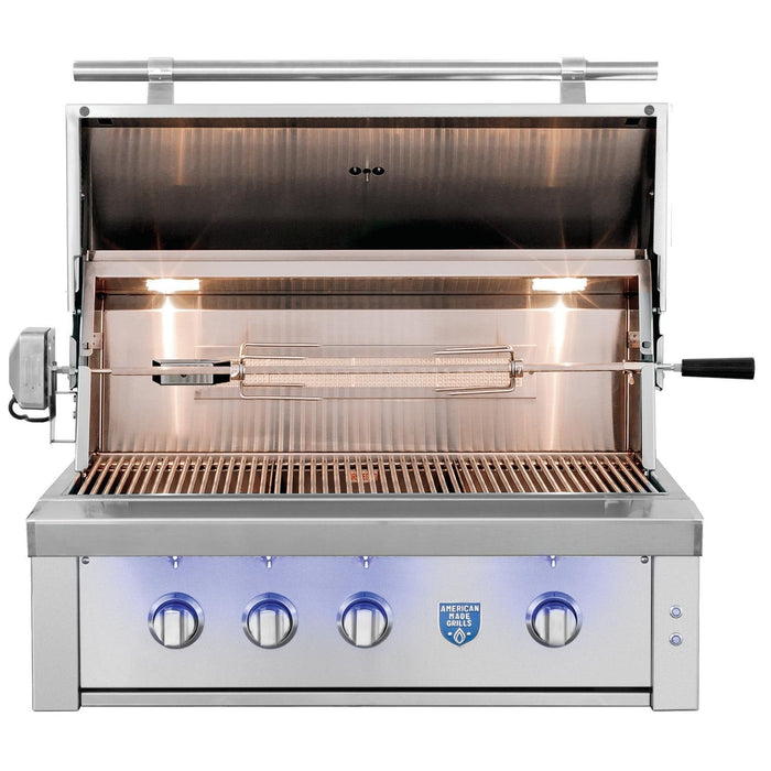 American Made Grills Estate 36 Inch Built-In Gas Grill with Infrared Searing Burner and Rotisserie Kit - EST36