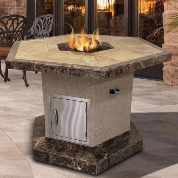 Cal Flame - Bar Height Stucco and Tile Fire Table FPT-H1050T