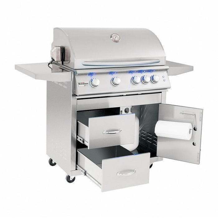 Summerset 32" Sizzler PRO 4-Burner Freestanding Grill - CART-SIZ32-DC + SIZPRO32