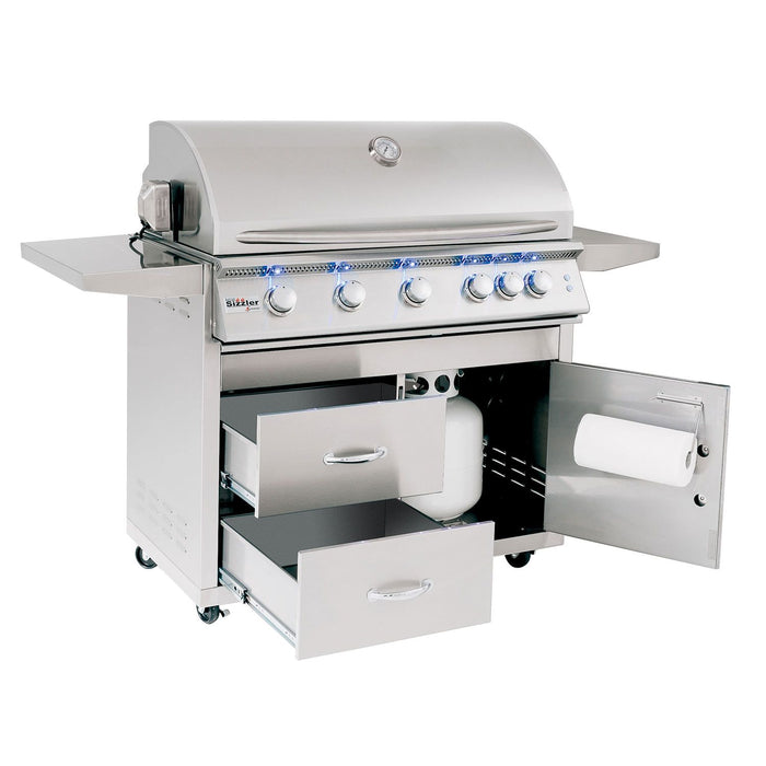 Summerset 40" Sizzler PRO 5-Burner Freestanding Grill - CART-SIZ40-DC + SIZPRO40