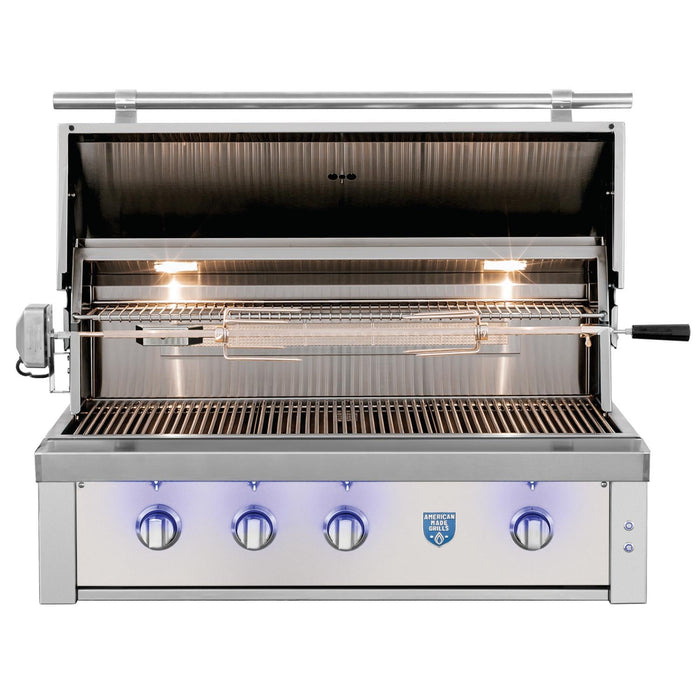 American Made Grills Estate 42 Inch Built-In Gas Grill with Infrared Searing Burner and Rotisserie Kit - EST42