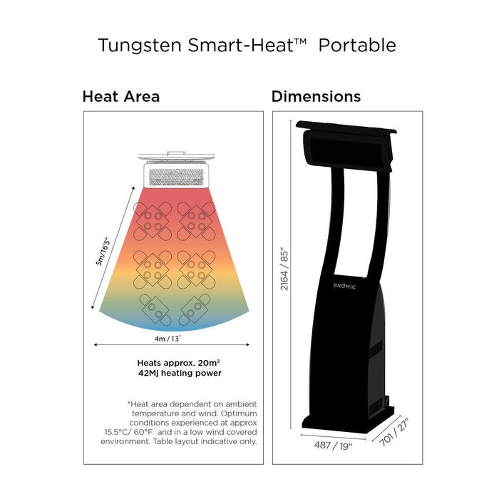 Bromic Tungsten 38,500 BTU Smart-Heat Gas Freestanding Portable Patio Heater - BH0510001