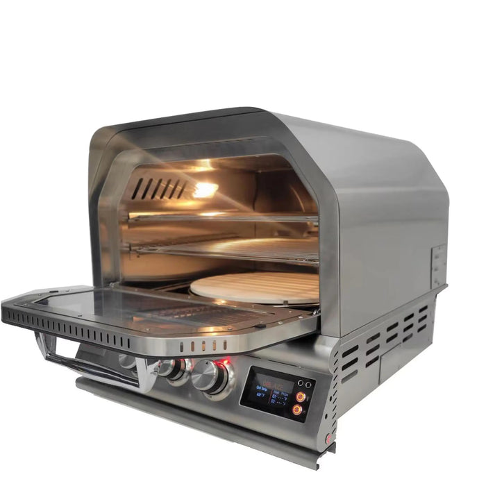 Blaze 26-Inch Built-In Outdoor Pizza Oven with Rotisserie in Stainless Steel - BLZ-26-PZOVN