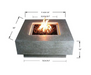 Elementi Manhattan OFG103 Square Concrete Fire Pit Table Dimensions Drawing