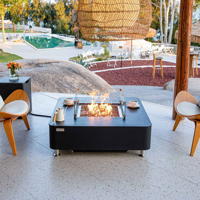 Elementi Plus Copenhagen Marble Porcelain Fire Pit Table OFP103