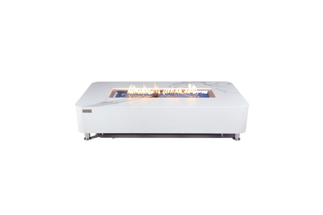 Elementi Plus Athens Marble Porcelain Fire Pit Table OFP102BW