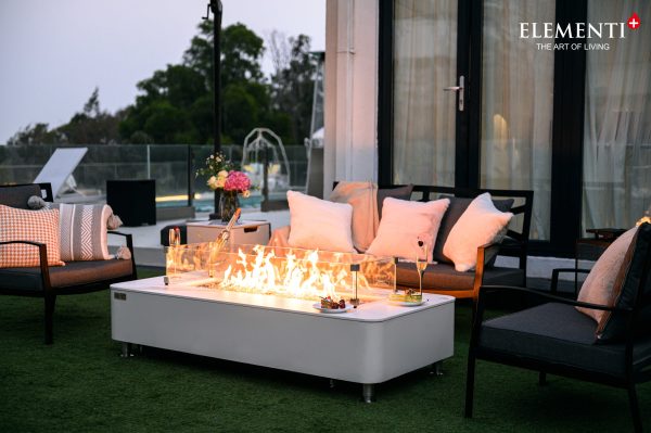 Elementi Plus Athens Marble Porcelain Fire Pit Table OFP102BW