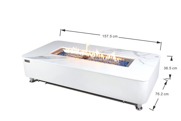 Elementi Plus Athens Marble Porcelain Fire Pit Table OFP102BW