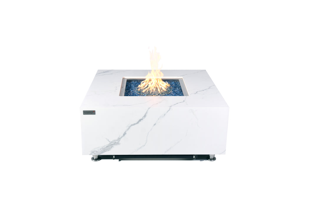 Elementi Plus Bianco Marble Porcelain Fire Pit Table OFP103BW