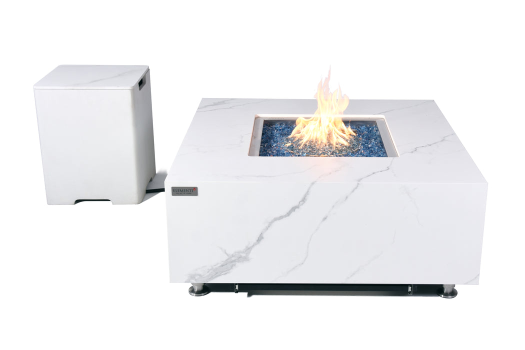 Elementi Plus Bianco Marble Porcelain Fire Pit Table OFP103BW