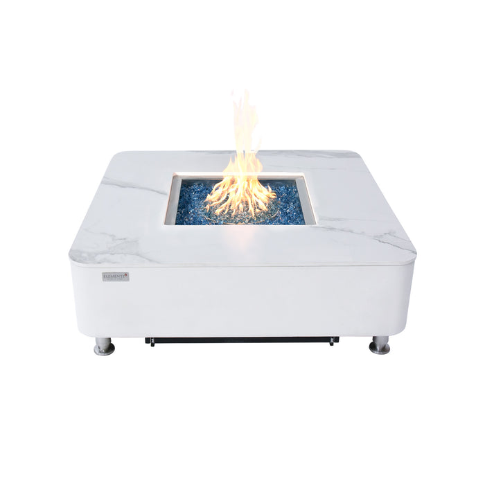 Elementi Plus Annecy Marble Porcelain Fire Pit Table OFP101BW