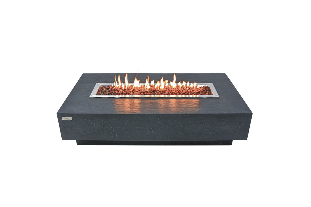 Elementi Hampton OFG139 Dark Gray Rectangular Concrete Fire Pit Table Image with White Background