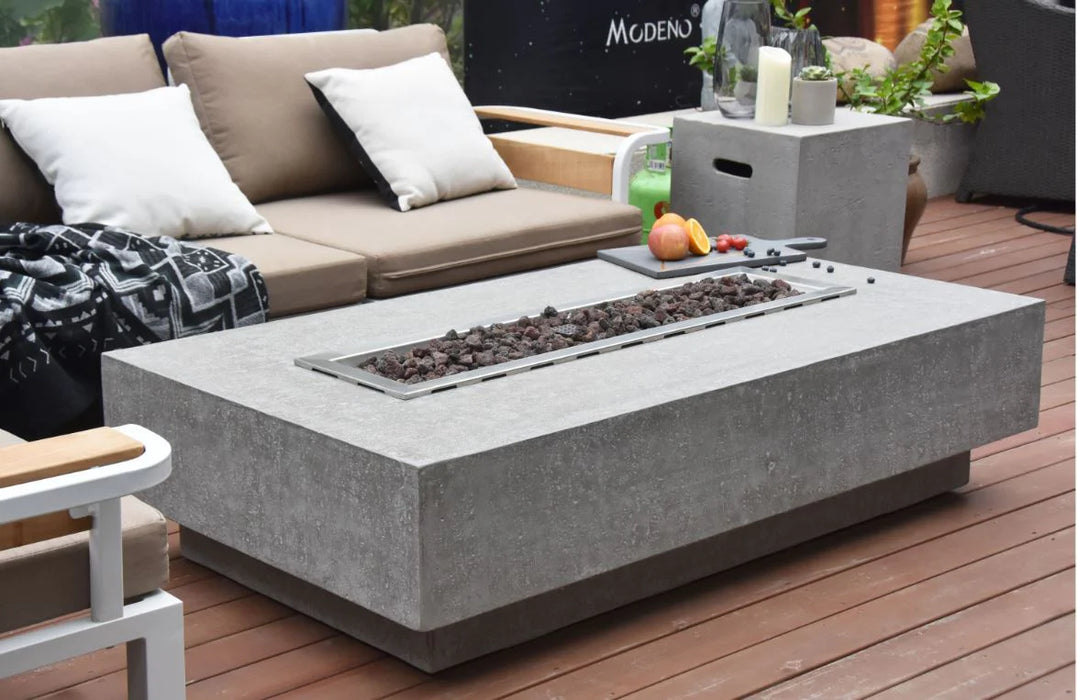 Elementi Hampton OFG139 Light Gray Rectangular Concrete Fire Pit Table