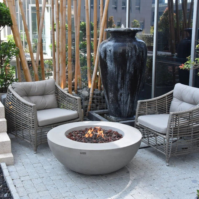 Elementi Lunar OFG101 Light Gray Round Concrete Fire Pit Bowl